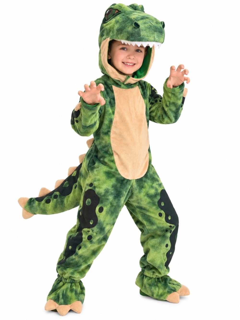 Spooktacular Creations Kids Realistic T-Rex Dinosaur Costume Green | Size S 5-7 - Picture 2 of 14
